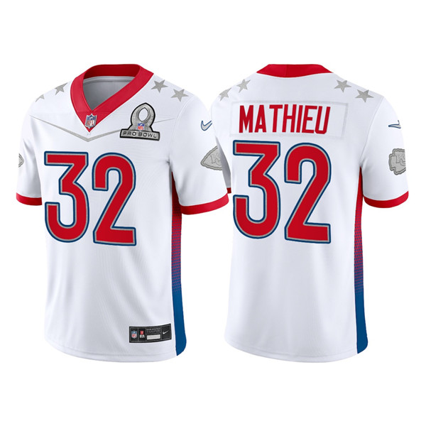 Men’s Kansas City Chiefs #32 Tyrann Mathieu 2022 White AFC Pro Bowl Stitched Jersey